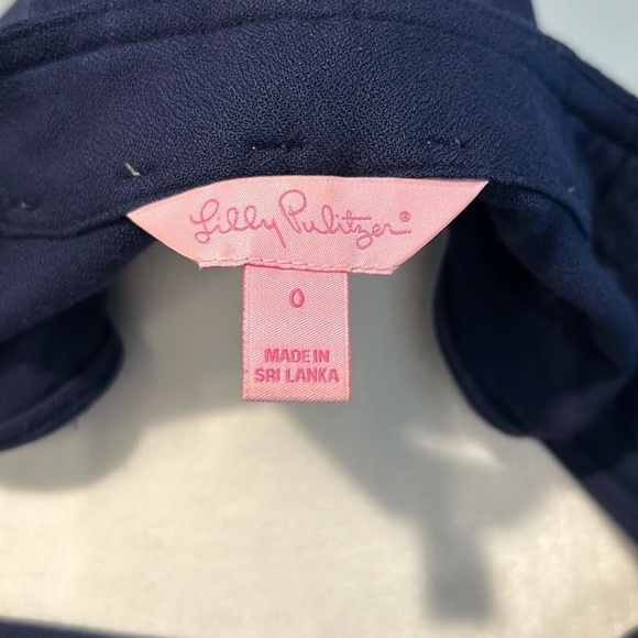 Lilly Pulitzer Jane Shift Dress Sleeveless Navy, Embroidered Gold Zipper Size 0 - Picture 9 of 9